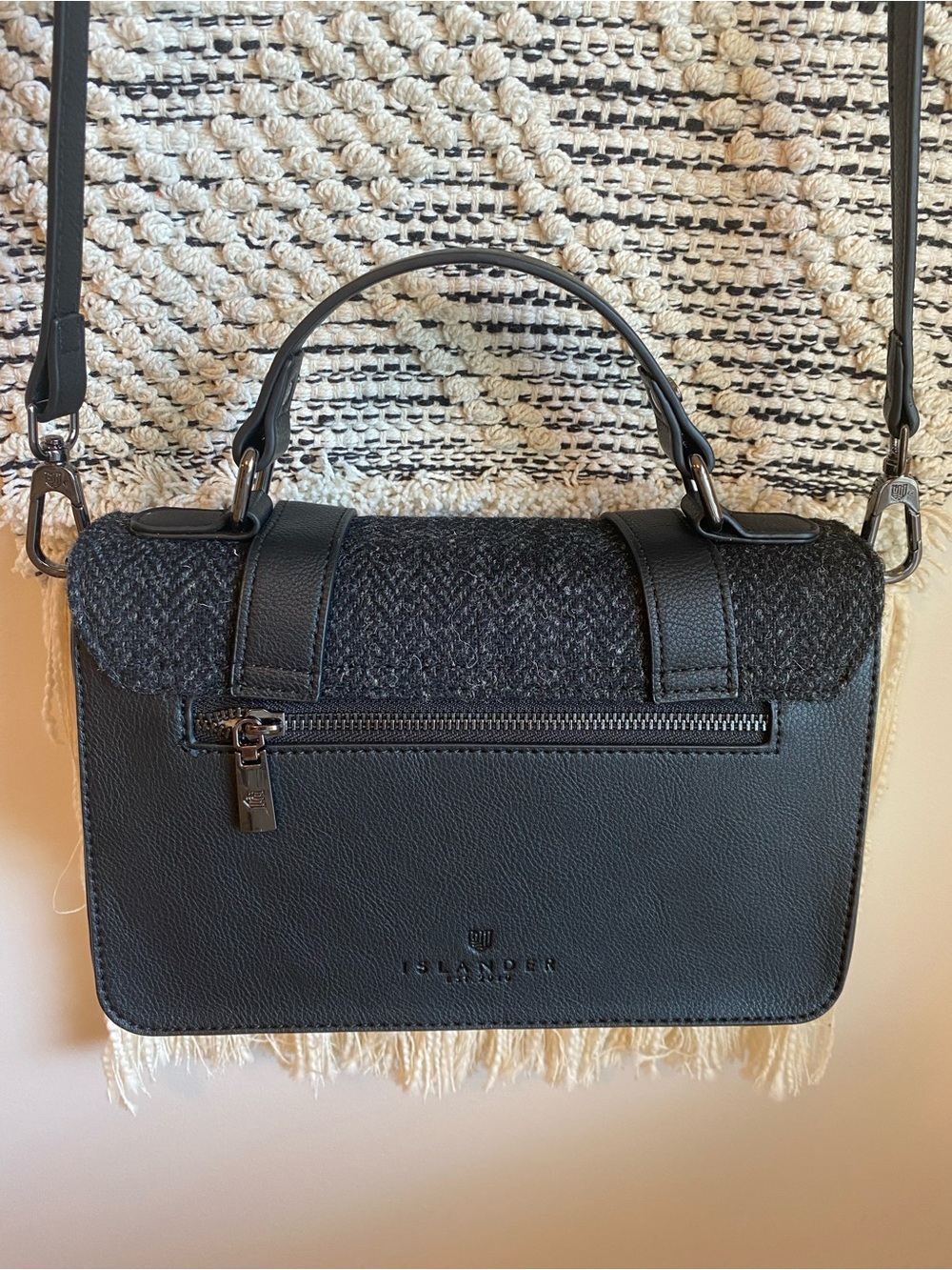 Harris Tweed Black Leather Satchel - Picture 6 of 6